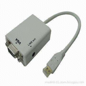 Micro HDMI to VGA + 3.5mm Audio Cable with Up to 165MHz Operating Frequency